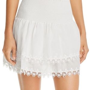 Peixoto Belle White Smocked Ruffle Mini Skirt